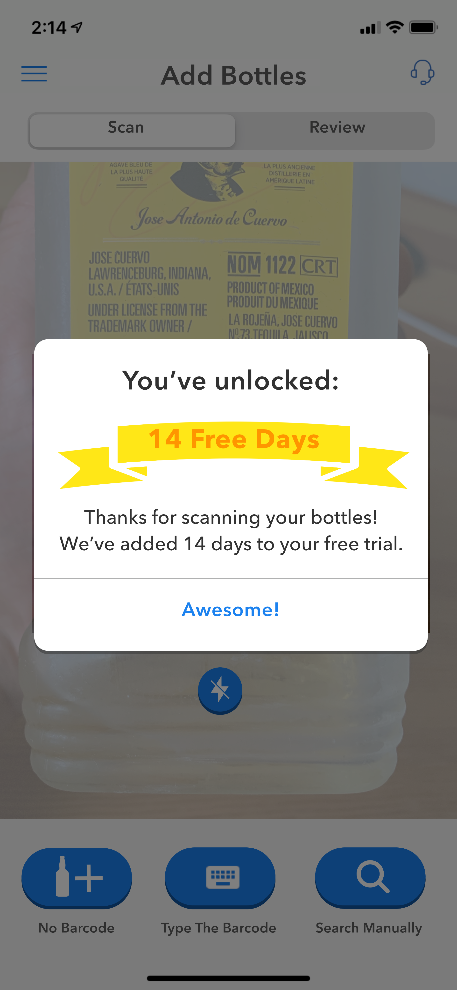WISK barcode scanner gamification feature UI
