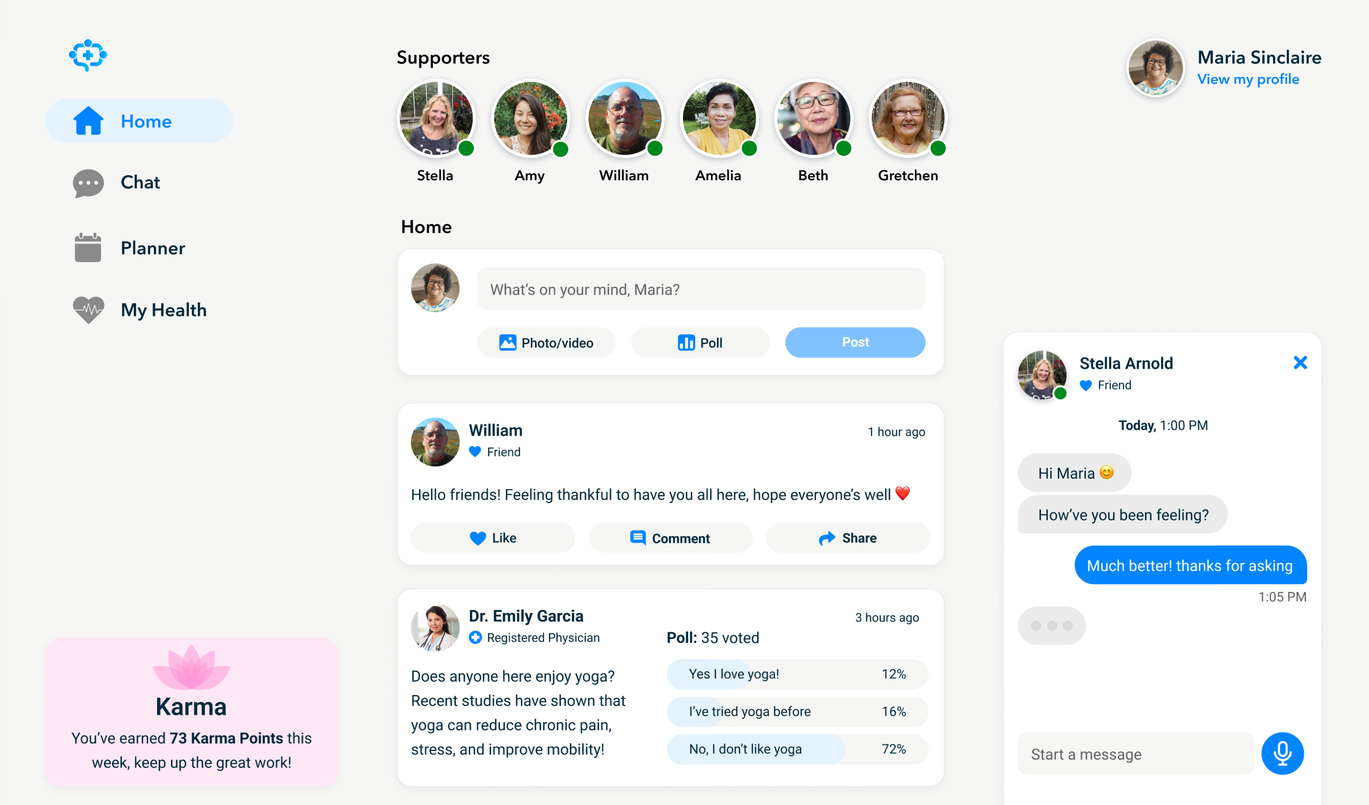 Curatio health web app dashboard UX design by Devon Carlson