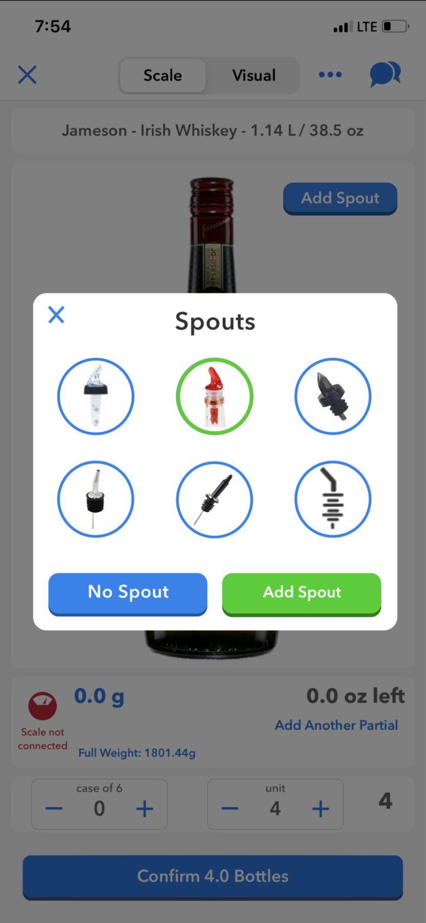 WISK bottle spout selector custom feature