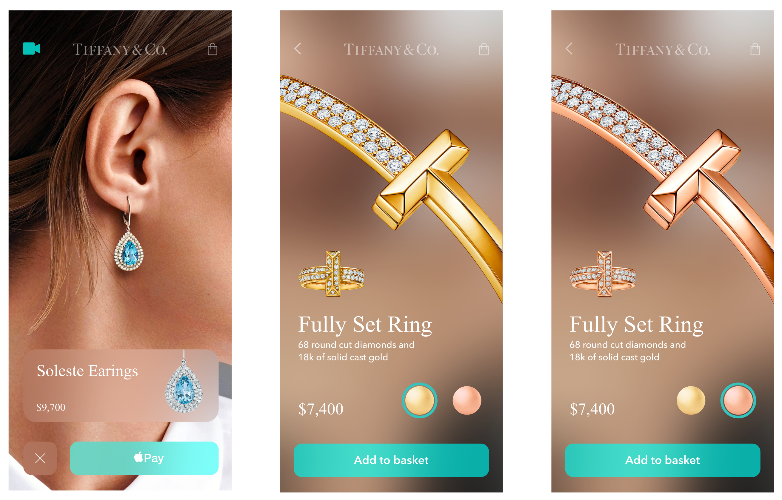 Tiffany and Co. augmented reality jewelry try-on UX design