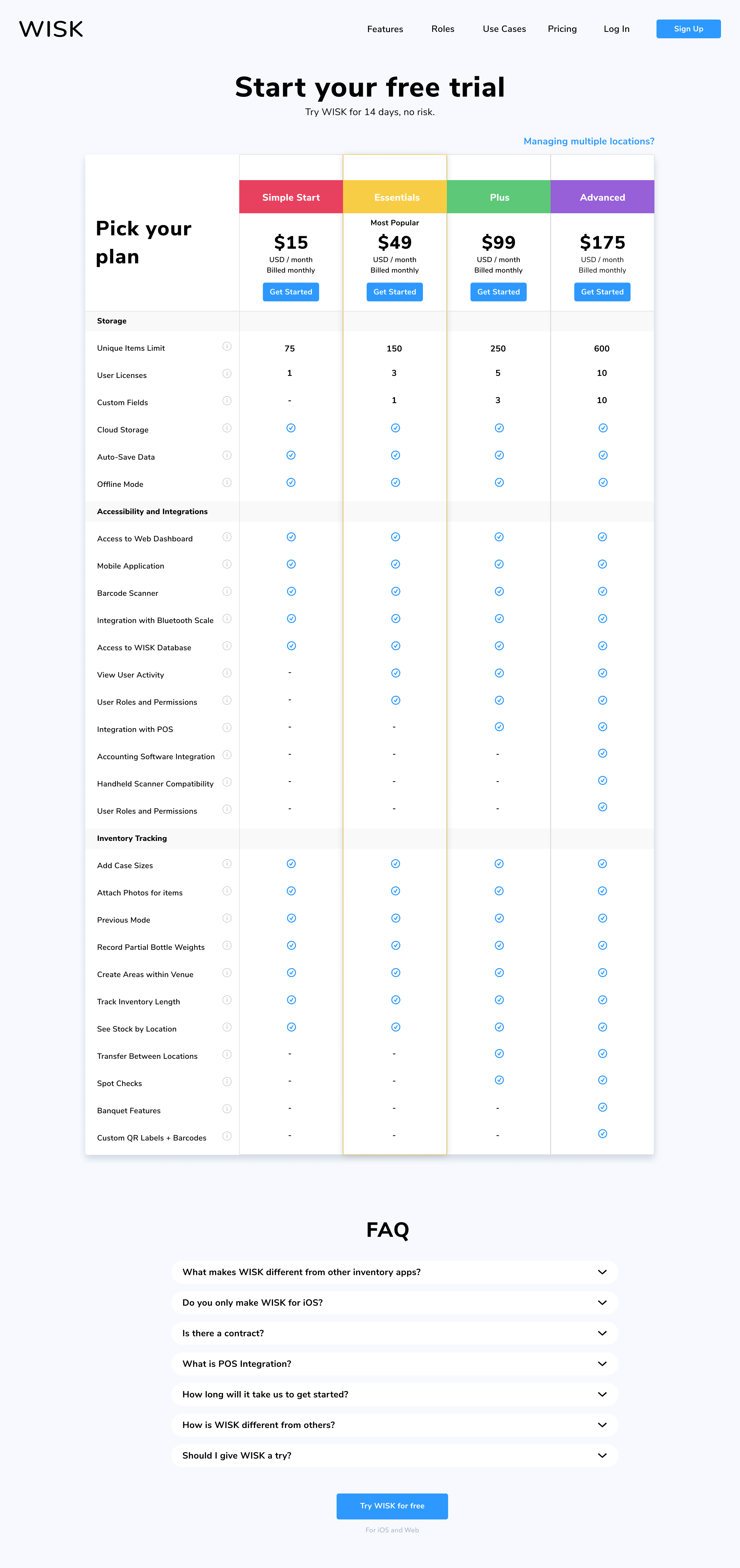 WISK redesigned website mobile view